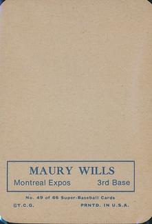 1969 Topps Super #49 Maury Wills Back