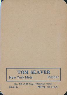 1969 Topps Super #52 Tom Seaver Back