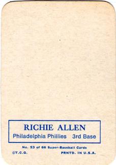 1969 Topps Super #53 Richie Allen Back
