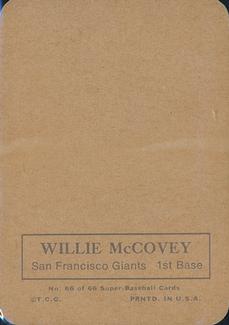 1969 Topps Super #66 Willie McCovey Back