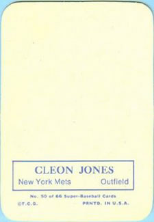 1969 Topps Super #50 Cleon Jones Back