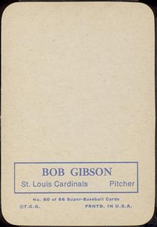 1969 Topps Super #60 Bob Gibson Back