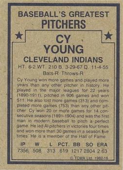 1982 TCMA Baseball's Greatest Pitchers (Tan Back) #16 Cy Young Back