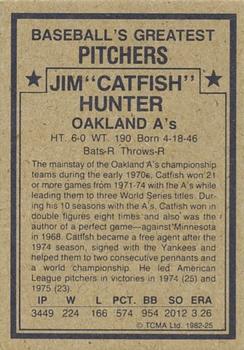 1982 TCMA Baseball's Greatest Pitchers (Tan Back) #25 Catfish Hunter Back