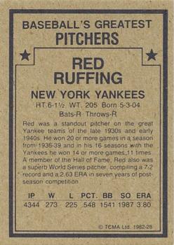 1982 TCMA Baseball's Greatest Pitchers (Tan Back) #28 Red Ruffing Back