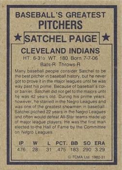 1982 TCMA Baseball's Greatest Pitchers (Tan Back) #31 Satchel Paige Back
