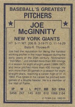 1982 TCMA Baseball's Greatest Pitchers (Tan Back) #32 Joe McGinnity Back
