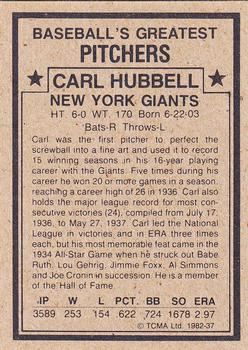 1982 TCMA Baseball's Greatest Pitchers (Tan Back) #37 Carl Hubbell Back