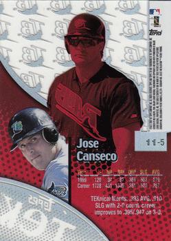2000 Topps Tek - Pattern 05 #11-5 Jose Canseco Back
