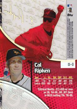 2000 Topps Tek - Pattern 08 #5-8 Cal Ripken Back