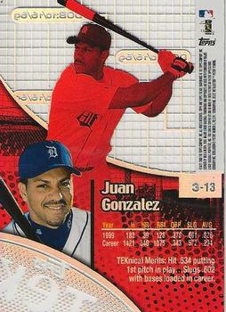2000 Topps Tek - Pattern 13 #3-13 Juan Gonzalez Back