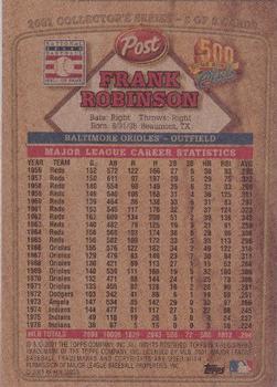 2001 Topps Post Cereal 500 Home Run Club #5 Frank Robinson Back
