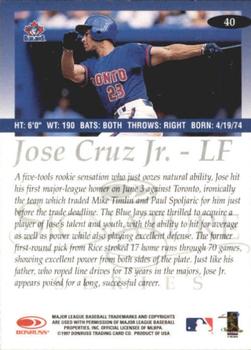 1997 Donruss Signature Series #40 Jose Cruz Jr. Back