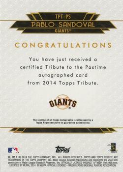 2014 Topps Tribute - Tribute to the Pastime Autographs Blue #TPT-PS Pablo Sandoval Back