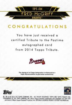 2014 Topps Tribute - Tribute to the Pastime Autographs Sepia #TPT-FM Fred McGriff Back