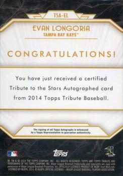 2014 Topps Tribute - Tribute to the Stars Autographs Purple #TSA-EL Evan Longoria Back