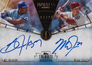 2014 Topps Tribute - Timeless Tribute Dual Autographs #TTRA-JT Bo Jackson / Mike Trout Front
