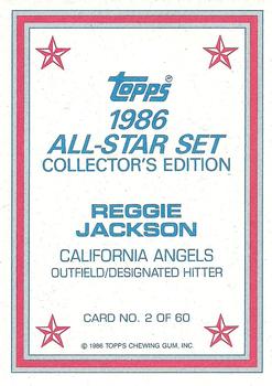 1986 Topps - 1986 All-Star Set Collector's Edition (Glossy Send-Ins) #2 Reggie Jackson Back
