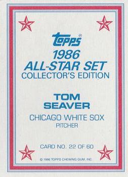 1986 Topps - 1986 All-Star Set Collector's Edition (Glossy Send-Ins) #22 Tom Seaver Back