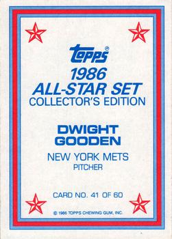 1986 Topps - 1986 All-Star Set Collector's Edition (Glossy Send-Ins) #41 Dwight Gooden Back