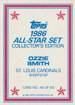 1986 Topps - 1986 All-Star Set Collector's Edition (Glossy Send-Ins) #46 Ozzie Smith Back