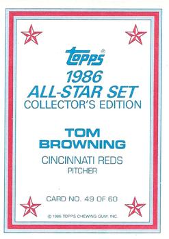 1986 Topps - 1986 All-Star Set Collector's Edition (Glossy Send-Ins) #49 Tom Browning Back