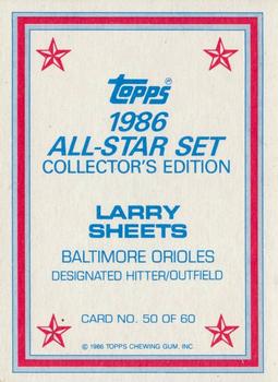 1986 Topps - 1986 All-Star Set Collector's Edition (Glossy Send-Ins) #50 Larry Sheets Back