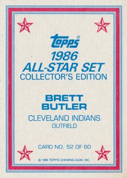 1986 Topps - 1986 All-Star Set Collector's Edition (Glossy Send-Ins) #52 Brett Butler Back