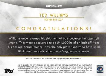 2014 Topps Tribute - Tribute to the Throne Relics #THRONE-TW Ted Williams Back
