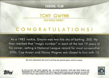 2014 Topps Tribute - Tribute to the Throne Relics Blue #THRONE-TGW Tony Gwynn Back