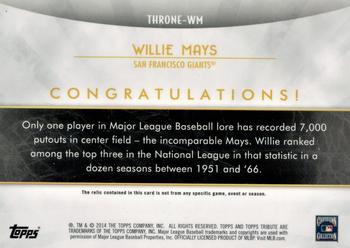 2014 Topps Tribute - Tribute to the Throne Relics Blue #THRONE-WM Willie Mays Back