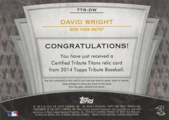 2014 Topps Tribute - Tribute Titans Relics #TTR-DW David Wright Back