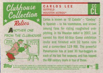 2008 Topps Heritage - Clubhouse Collection Relics #CCCL Carlos Lee Back