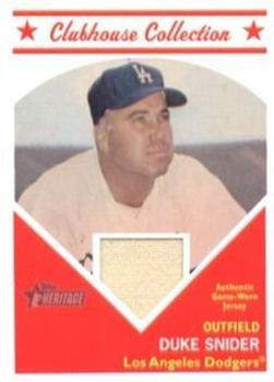 2008 Topps Heritage - Clubhouse Collection Relics #HCCDS Duke Snider Front