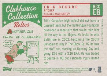 2008 Topps Heritage - Clubhouse Collection Relics #HCCEB Erik Bedard Back