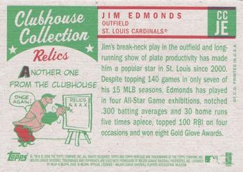 2008 Topps Heritage - Clubhouse Collection Relics #CCJE Jim Edmonds Back