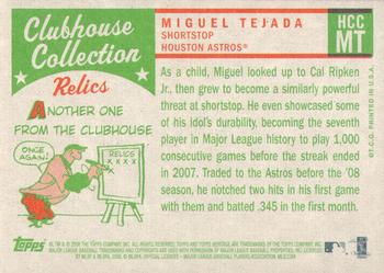 2008 Topps Heritage - Clubhouse Collection Relics #HCCMT Miguel Tejada Back