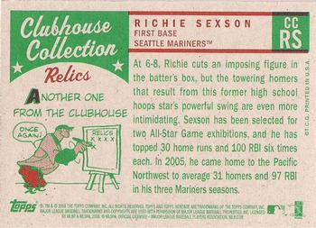 2008 Topps Heritage - Clubhouse Collection Relics #CCRS Richie Sexson Back