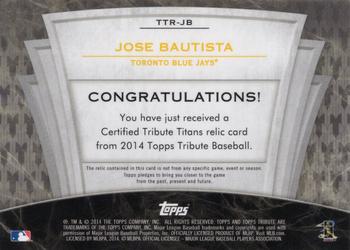 2014 Topps Tribute - Tribute Titans Relics Sepia #TTR-JB Jose Bautista Back