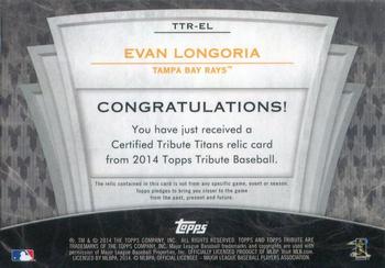 2014 Topps Tribute - Tribute Titans Relics Gold #TTR-EL Evan Longoria Back