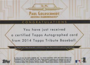 2014 Topps Tribute - Autographs #TA-PG Paul Goldschmidt Back