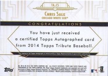 2014 Topps Tribute - Autographs Blue #TA-CS Chris Sale Back