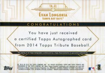 2014 Topps Tribute - Autographs Gold #TA-EL Evan Longoria Back