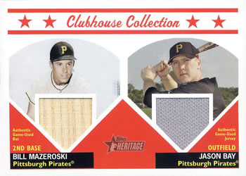 2008 Topps Heritage - Clubhouse Collection Relics Dual #CCD-MB Bill Mazeroski / Jason Bay Front