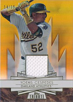 2014 Topps Tribute - Forever Young Relics Sepia #FYR-YC Yoenis Cespedes Front