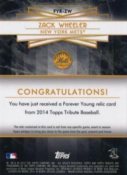 2014 Topps Tribute - Forever Young Relics Red #FYR-ZW Zack Wheeler Back