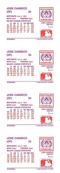 1990 Mother's Cookies Jose Canseco #1 / 2 / 3 / 4 Jose Canseco Back