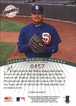 1997 Donruss Signature Series - Signature Series Millennium Marks Autographs #NNO Rafael Medina Back