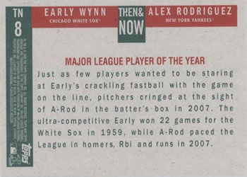 2008 Topps Heritage - Then & Now High Numbers #TN8 Early Wynn / Alex Rodriguez Back