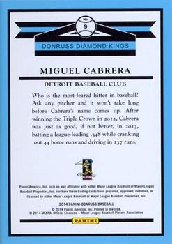 2014 Donruss - Press Proofs Silver #9 Miguel Cabrera Back
